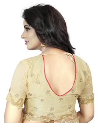 Beige Embroidered Silk Saree With Blouse 5