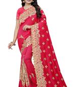 Pink Embroidered Silk Saree With Blouse