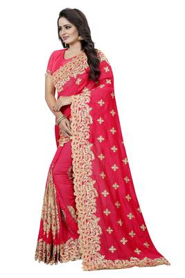Pink Embroidered Silk Saree With Blouse 2