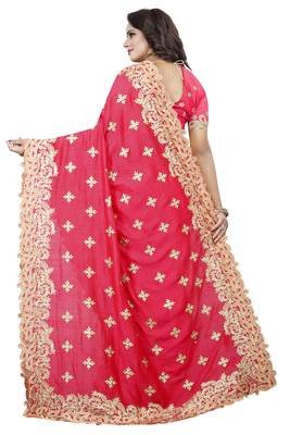 Pink Embroidered Silk Saree With Blouse 3