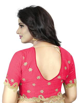 Pink Embroidered Silk Saree With Blouse 5