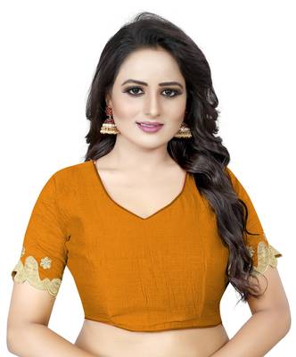 Mustard Embroidered Silk Saree With Blouse 3