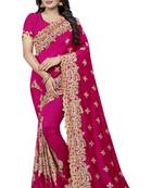 Magenta Embroidered Silk Saree With Blouse