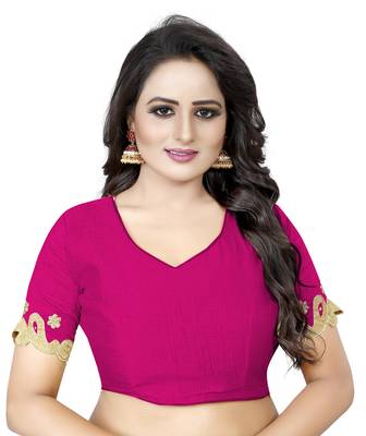 Magenta Embroidered Silk Saree With Blouse 4