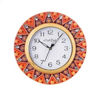 Geometric Shape Decorative Papier-Mache Wooden Handcrafted Wall Clock 2