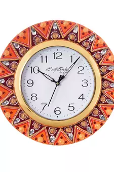 Geometric Shape Decorative Papier-Mache Wooden Handcrafted Wall Clock
