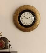 Decorative Brass Work Ethnic Brass and Wooden Handcrafted Wall Clock