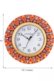 Geometric Shape Decorative Papier-Mache Wooden Handcrafted Wall Clock