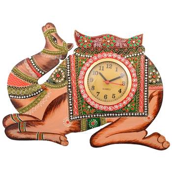 Wooden Papier Mache Camel Handcrafted Wall Clock 1