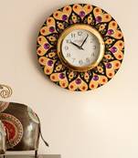 Purple and Red Crystal on Adorning Heart Wooden Handcrafted Wall Clock