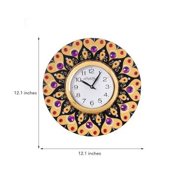 Purple and Red Crystal on Adorning Heart Wooden Handcrafted Wall Clock 3