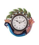 Peocock Shape Handcrafted Wooden Antique Wall Clock