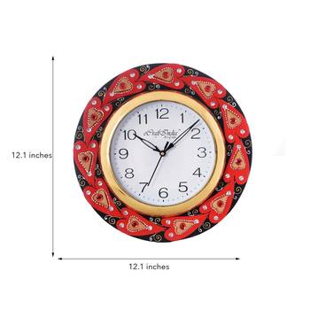 Creative Crystal studded Red Hearts Wooden Handcrafted Wall Clock 3