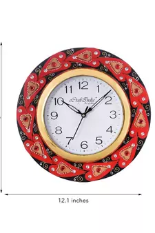 Creative Crystal studded Red Hearts Wooden Handcrafted Wall Clock