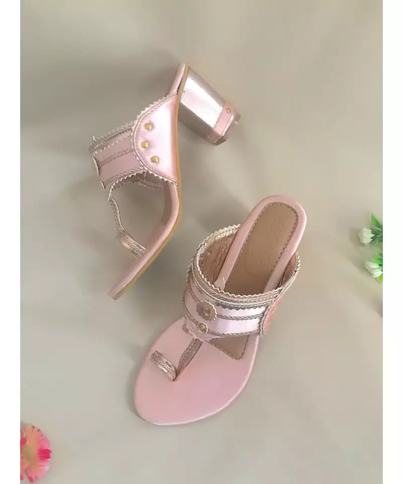 pink leather kolhapuris sandals