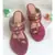 maroon leather kolhapuris sandals