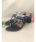 Navy Blue Leather Kolhapuris