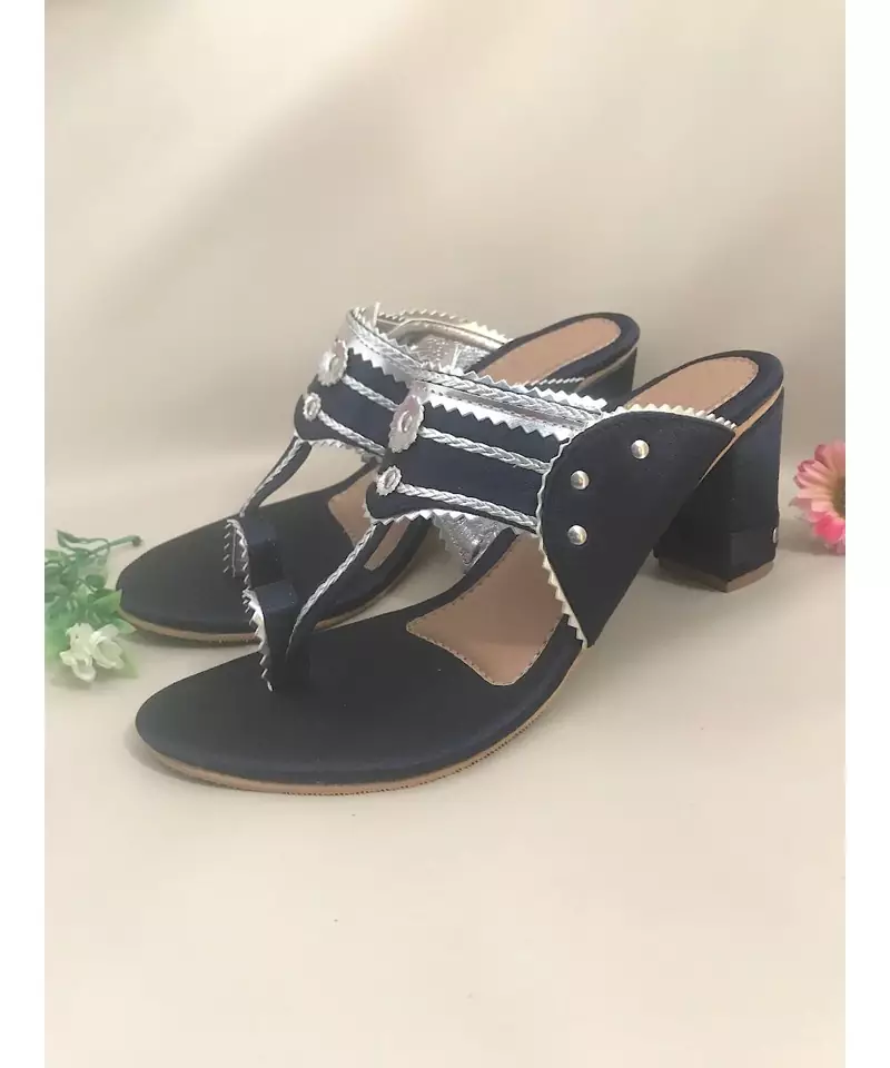 blue leather kolhapuris sandals
