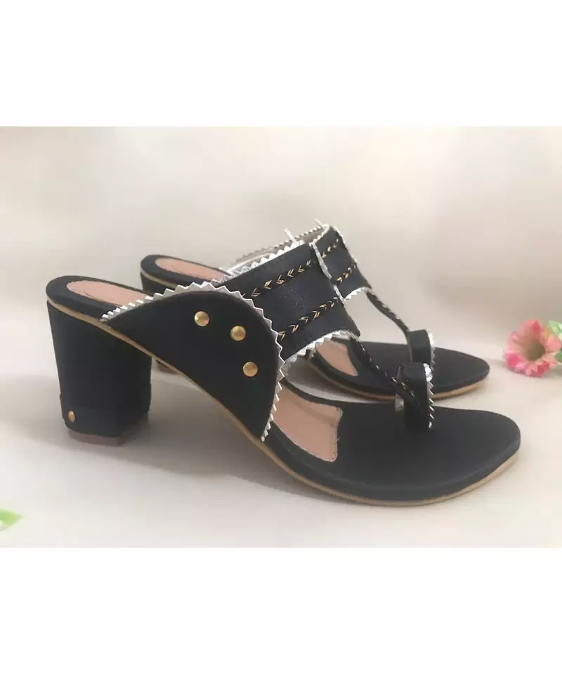 black leather kolhapuris sandals