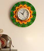 Crystal Studded Floral Shape Wooden Handcrafted Wall Clock