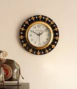 Crystal and Geometric Blocks Studded Black Wooden Handcrafted Wall Clock