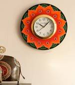 Crystal Studded Floral Shape Wooden Handcrafted Wall Clock