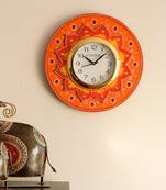 Crystal Studded Floral Shape Wooden Handcrafted Wall Clock
