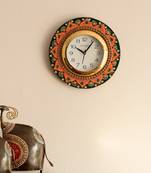 Crystal Studded Floral Shape Papier-Mache Wooden Handcrafted Wall Clock