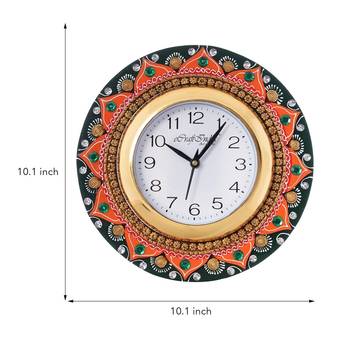Crystal Studded Floral Shape Papier-Mache Wooden Handcrafted Wall Clock 3