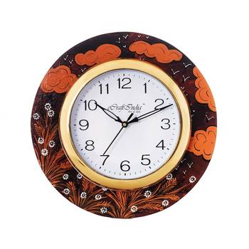 Birds Flying under Clouds View Wooden Handcrafted Wall Clock 2