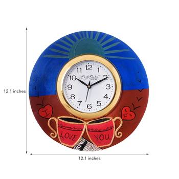I Love You written Coffee Mugs Wooden Handcrafted Wall Clock 3