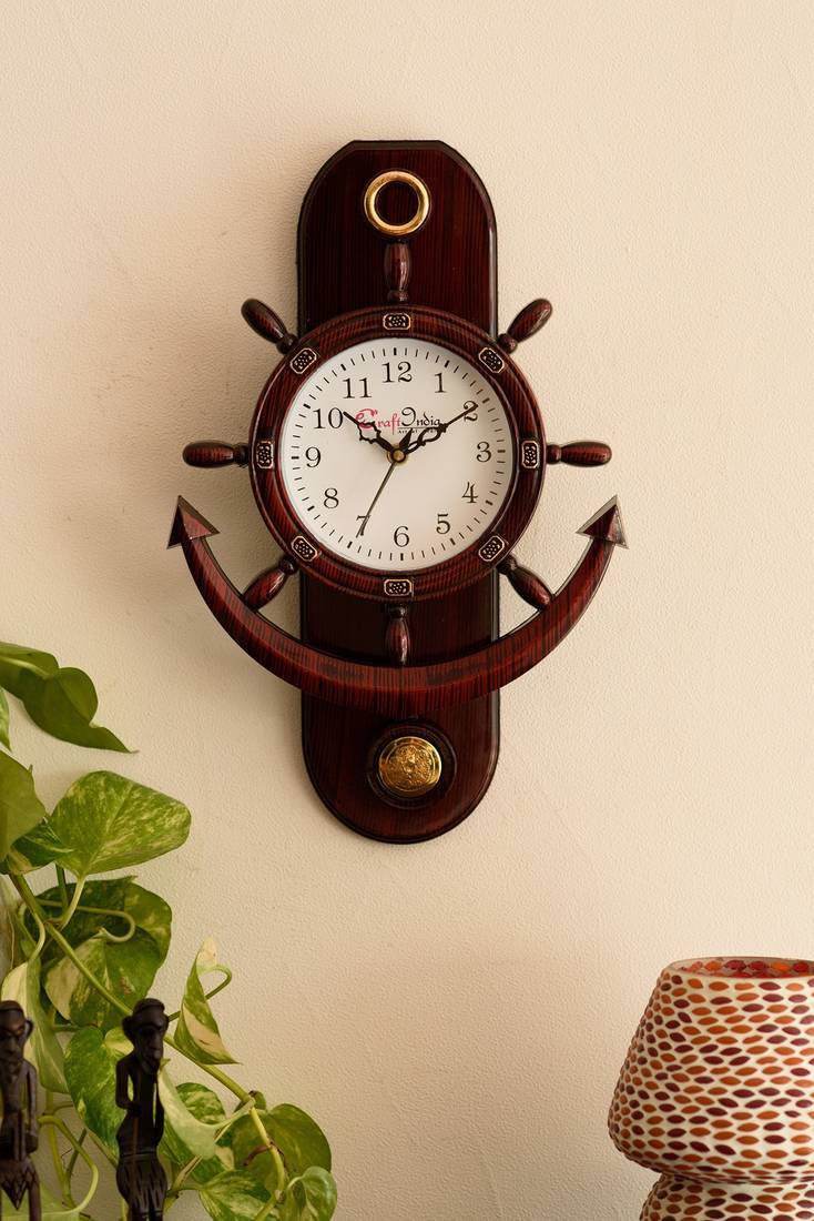 Decorative Retro Anchor Brown Pendulum Wall Clock eCraftIndia 3082549