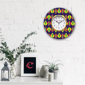 Ethnic Design Wooden Colorful Round Wall Clock 2