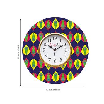 Ethnic Design Wooden Colorful Round Wall Clock 3