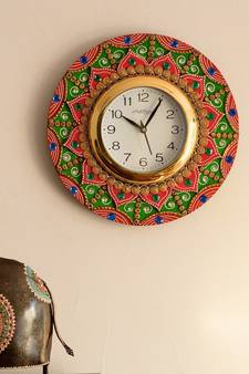 Exquisite Papier-Mache Wooden Handcrafted Wall Clock
