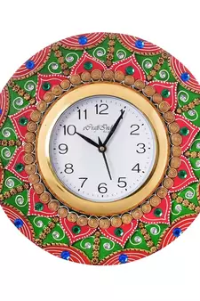 Exquisite Papier-Mache Wooden Handcrafted Wall Clock