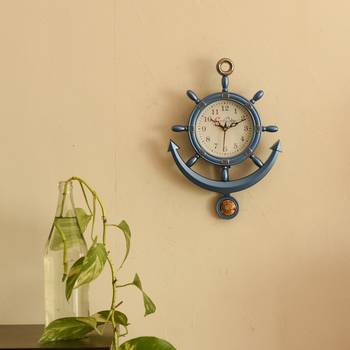 Decorative Retro Anchor Blue Pendulum Wall Clock 2