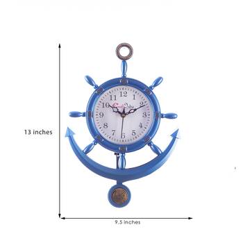 Decorative Retro Anchor Blue Pendulum Wall Clock 3