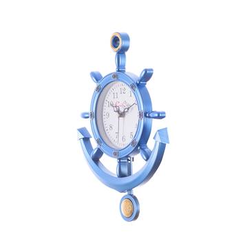Decorative Retro Anchor Blue Pendulum Wall Clock 5
