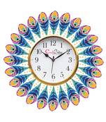 Ethnic Feather Design Wooden Colorful Round Wall Clock