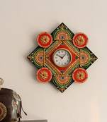 Designer and Colorful Papier-Mache Wooden Handcrafted Wall Clock