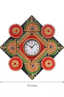 Designer and Colorful Papier-Mache Wooden Handcrafted Wall Clock