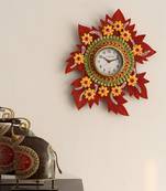 Leaf Shape Artistic Papier-Mache Wooden Handcrafted Wall Clock