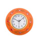 Decorative Handcrafted Orange Wooden Wall Clock