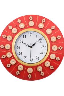 Decorative Handcrafted Orange Wooden Wall Clock