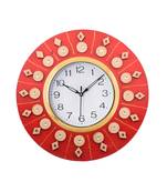 Decorative Handcrafted Orange Wooden Wall Clock
