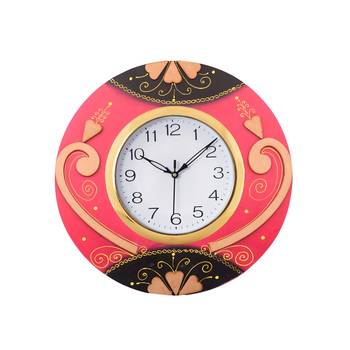 Decorative Handcrafted Orange Wooden Wall Clock 1