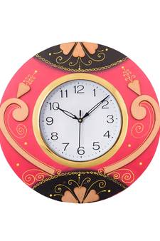 Decorative Handcrafted Orange Wooden Wall Clock