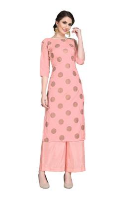 Pink printed art silk party-wear-kurtis 1