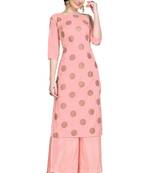 Pink printed art silk party-wear-kurtis